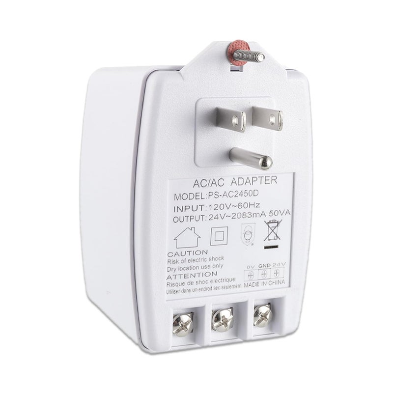 JAMHER 24 Volt Doorbell Transformer 24VAC 50VA 2083mA Plug in Transformer with PTC Fuse Compatible with Nest Ecobee Sensi and Honeywell Thermostat and All Versions of Ring Doorbell - Image 1